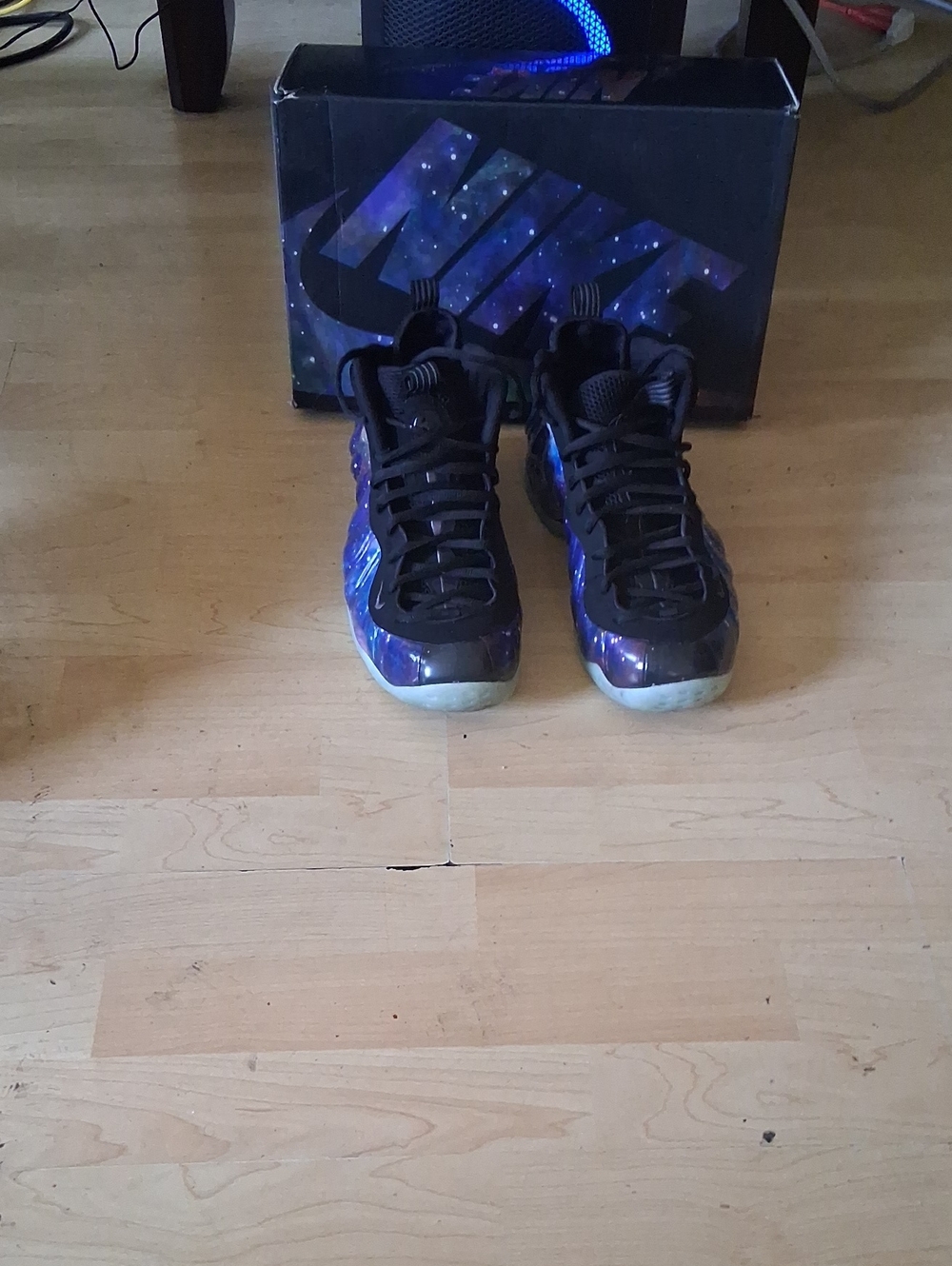 Nike Foamposite Galaxy Sneakers - Black & Purple Authenic Built Like A Tank